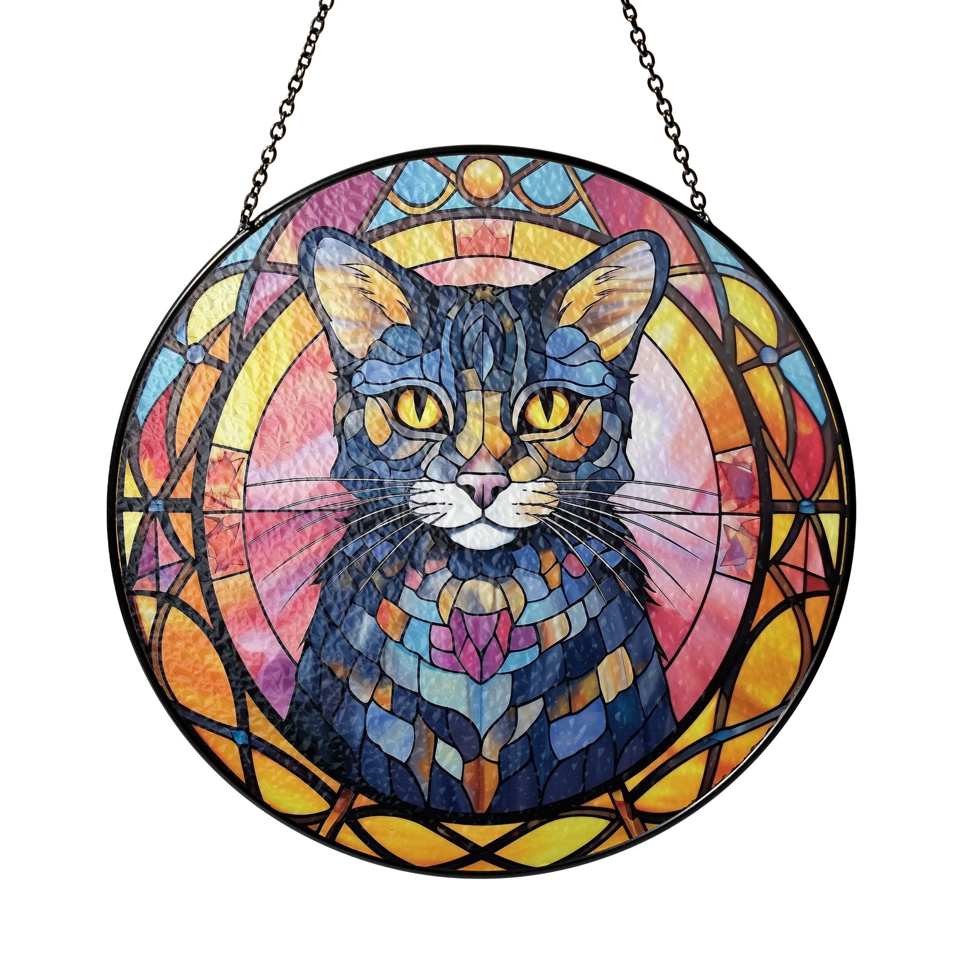 Gleaming Whiskers Stained Glass Window Hanging Suncatcher