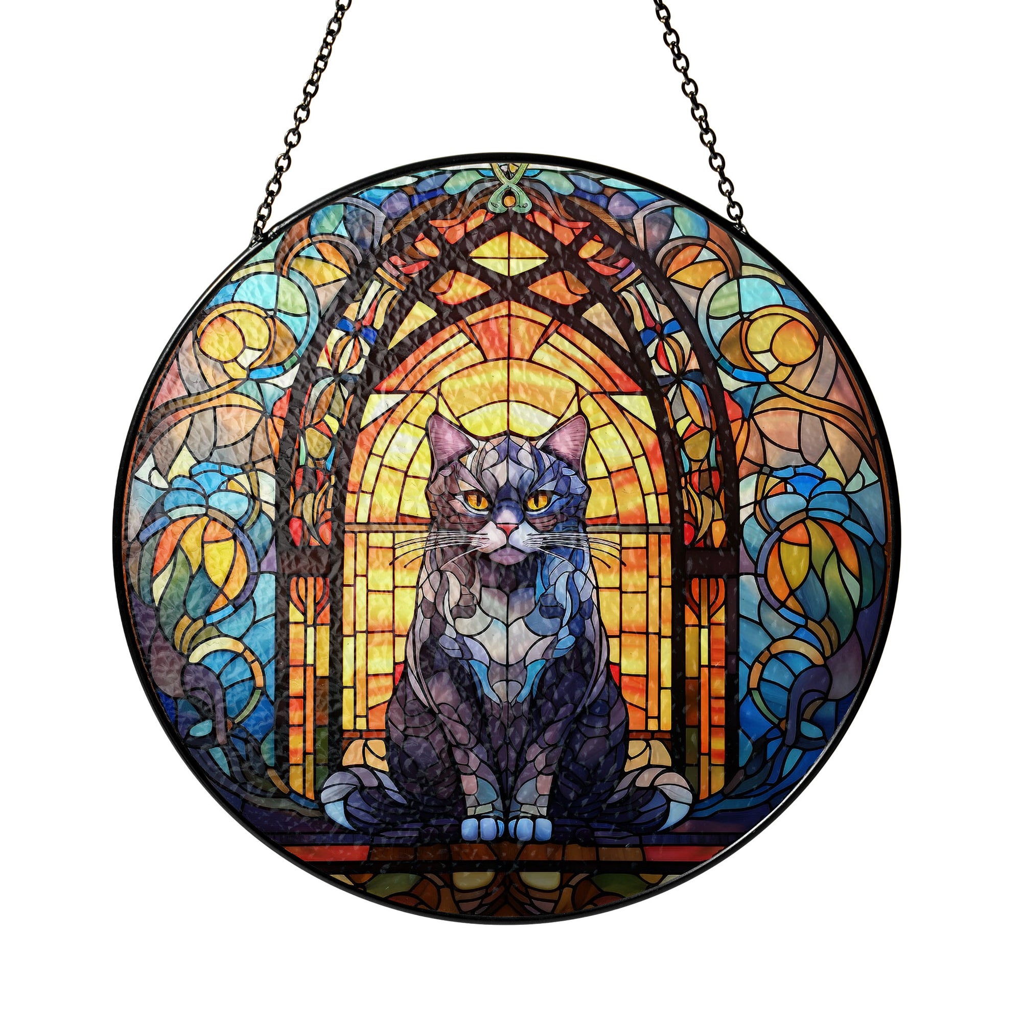 Sapphire Eyes of Night Stained Glass Window Hanging Suncatcher