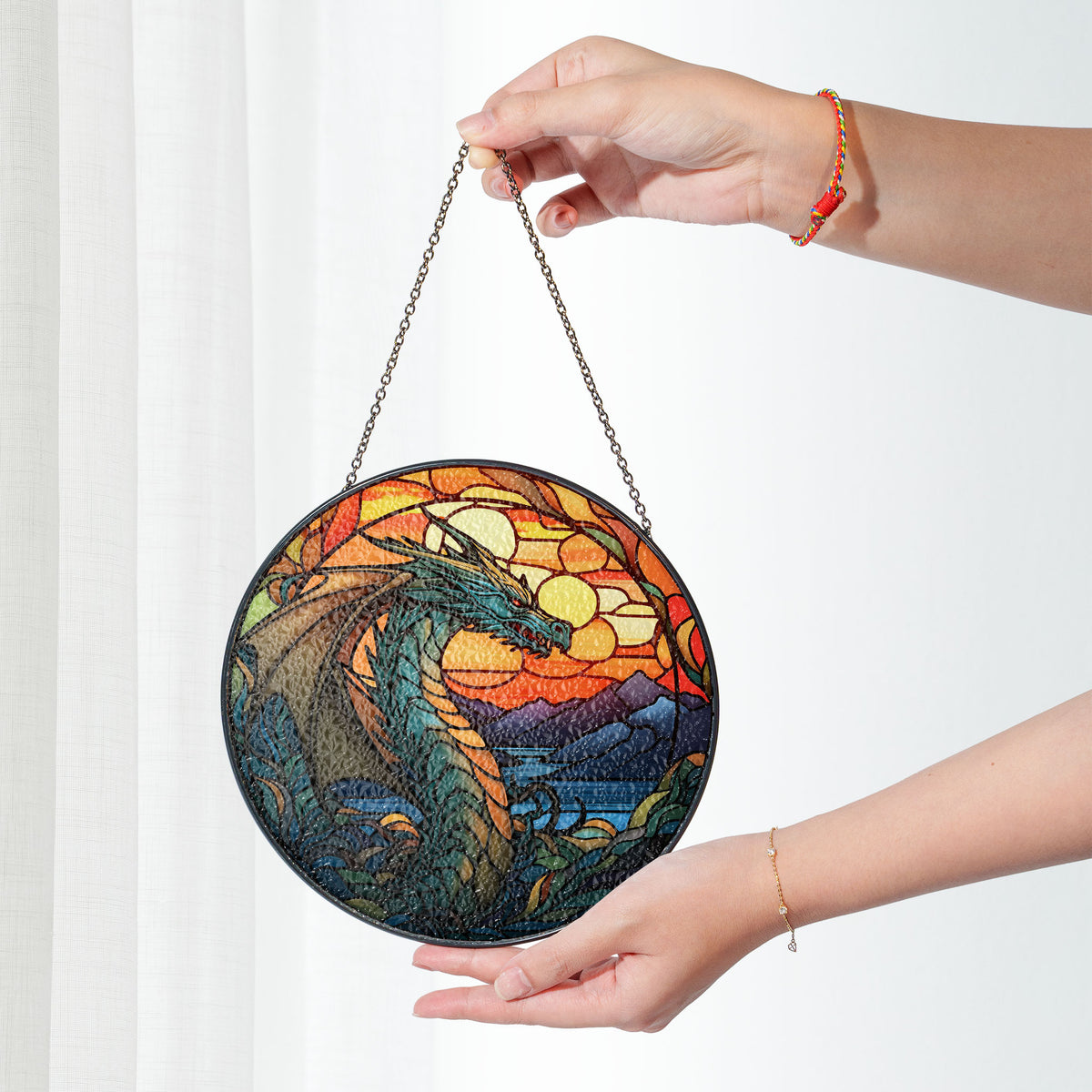 Nightshade Serpent Stained Glass Window Hanging Suncatcher