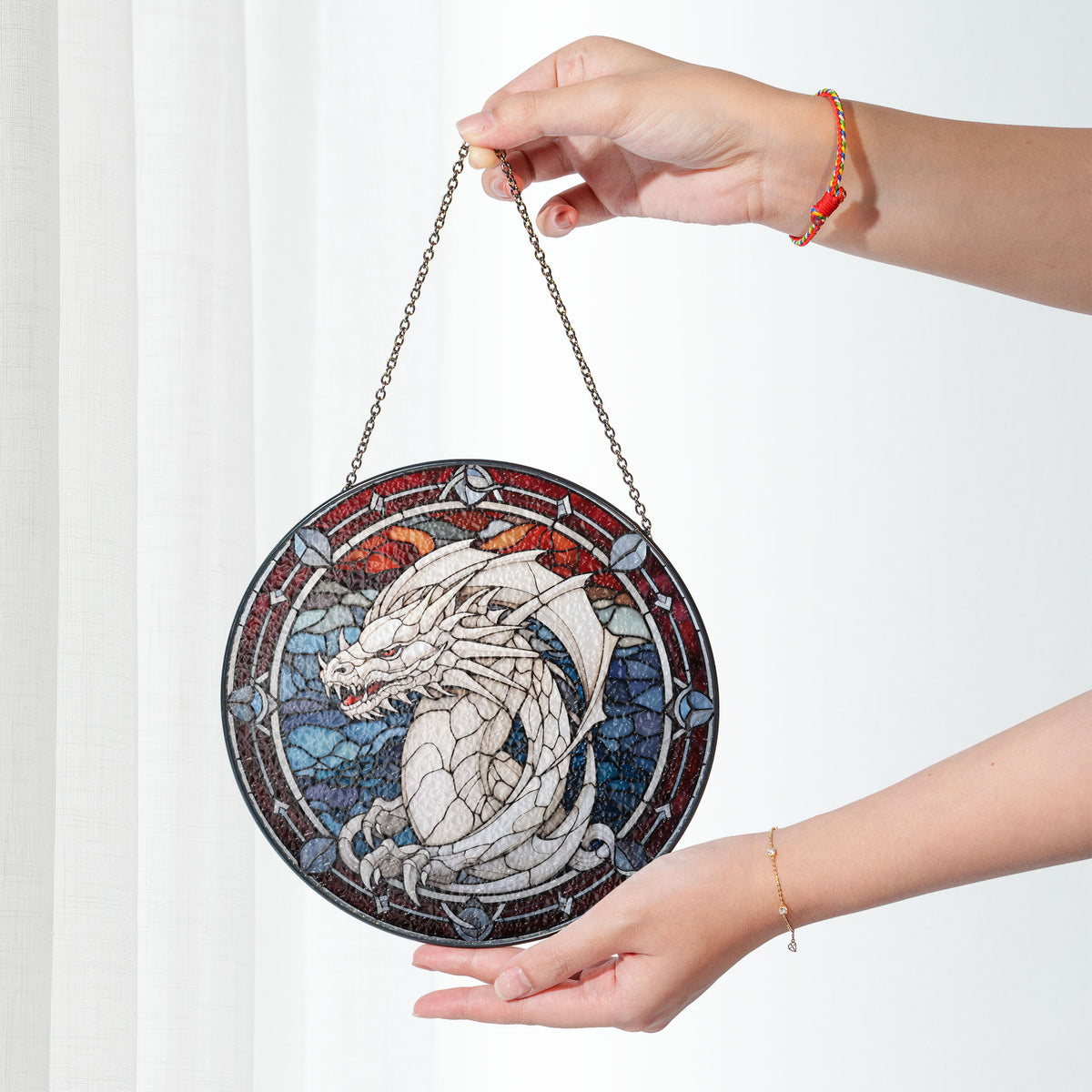 Lunar Flame Stained Glass Window Hanging Suncatcher