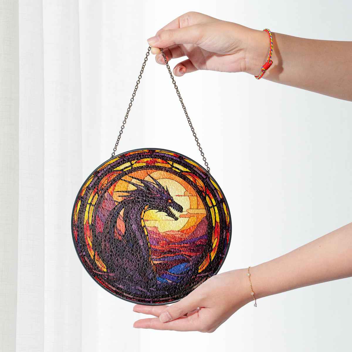 Radiant Sunfire Stained Glass Window Hanging Suncatcher