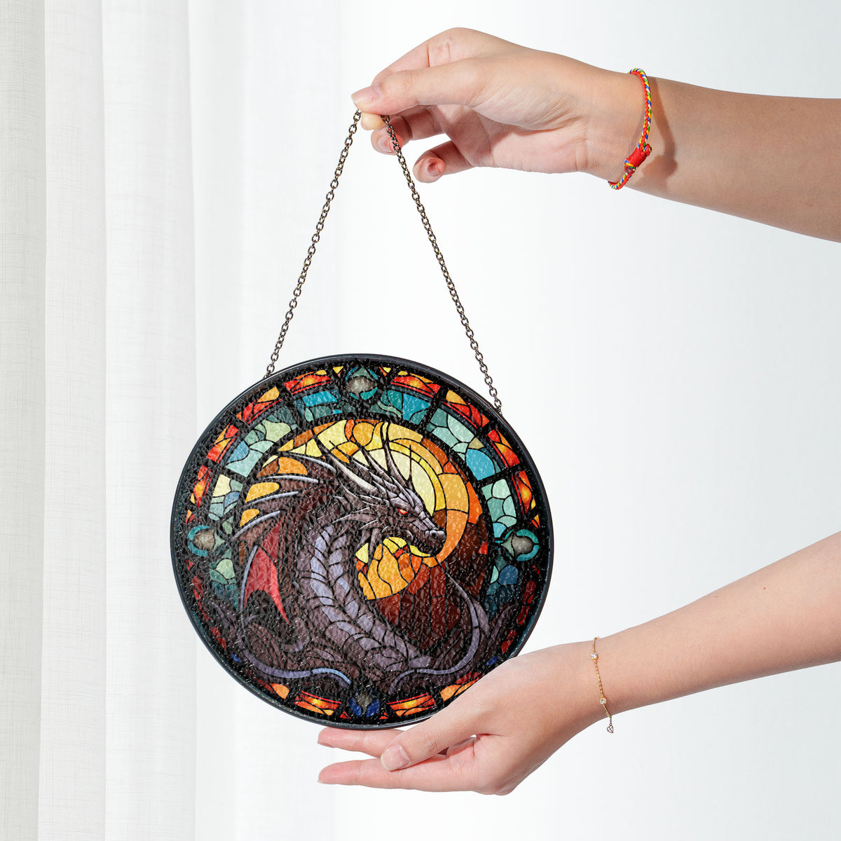 Aether Warden Stained Glass Window Hanging Suncatcher