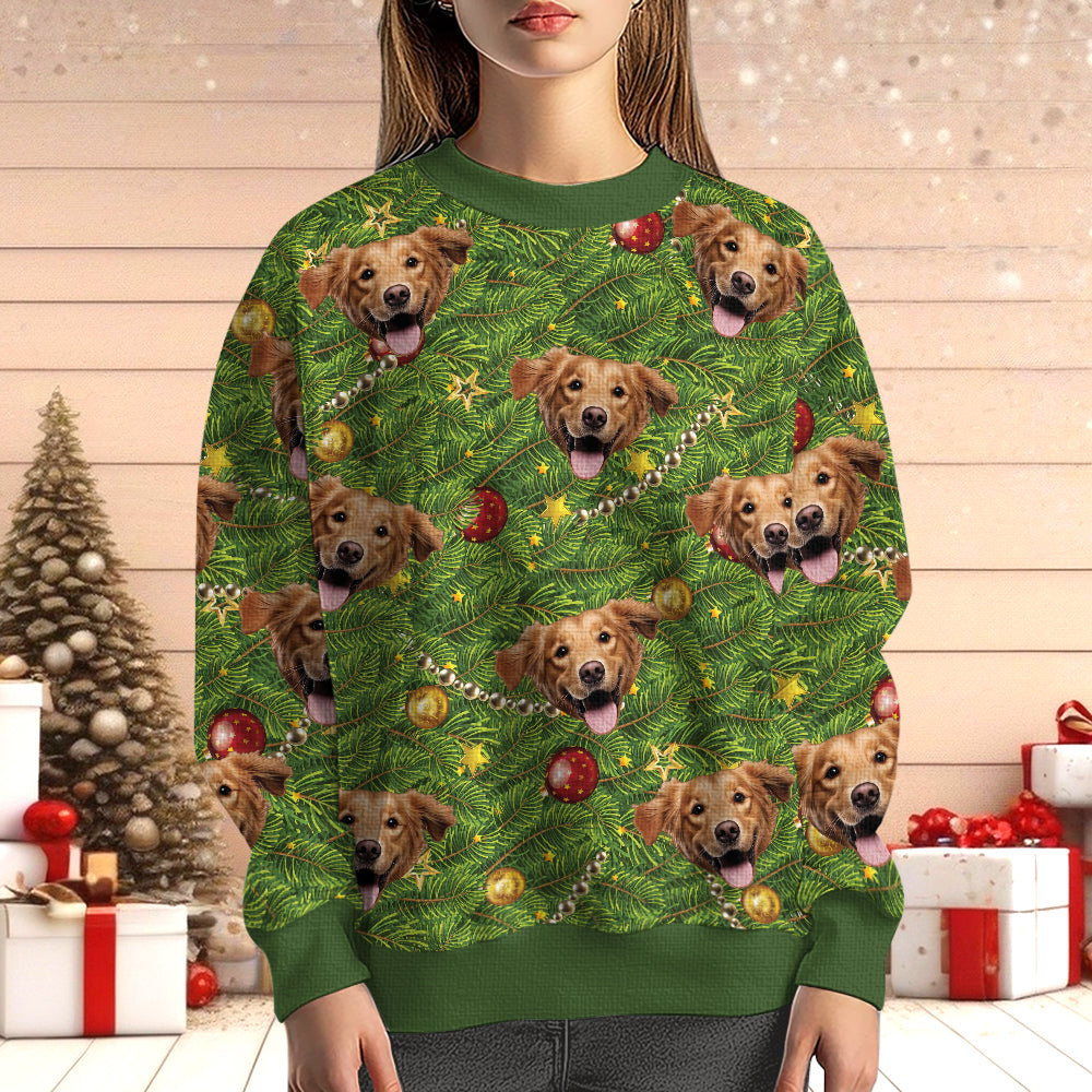 Custom Face Christmas Tree - Personalized Ugly Sweater