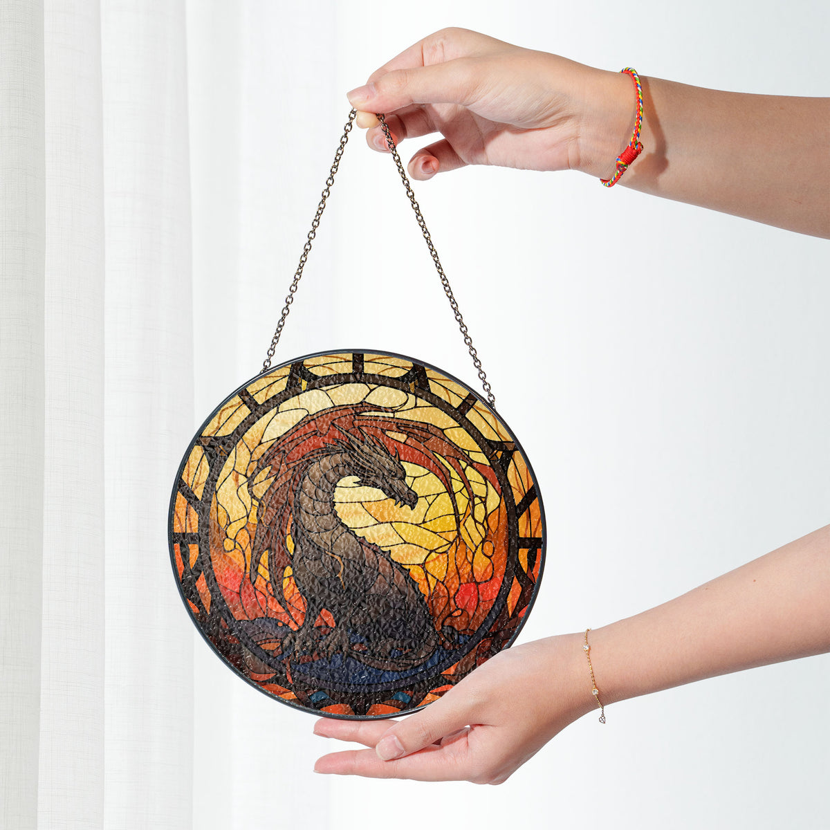 Crystal Emberlight Stained Glass Window Hanging Suncatcher