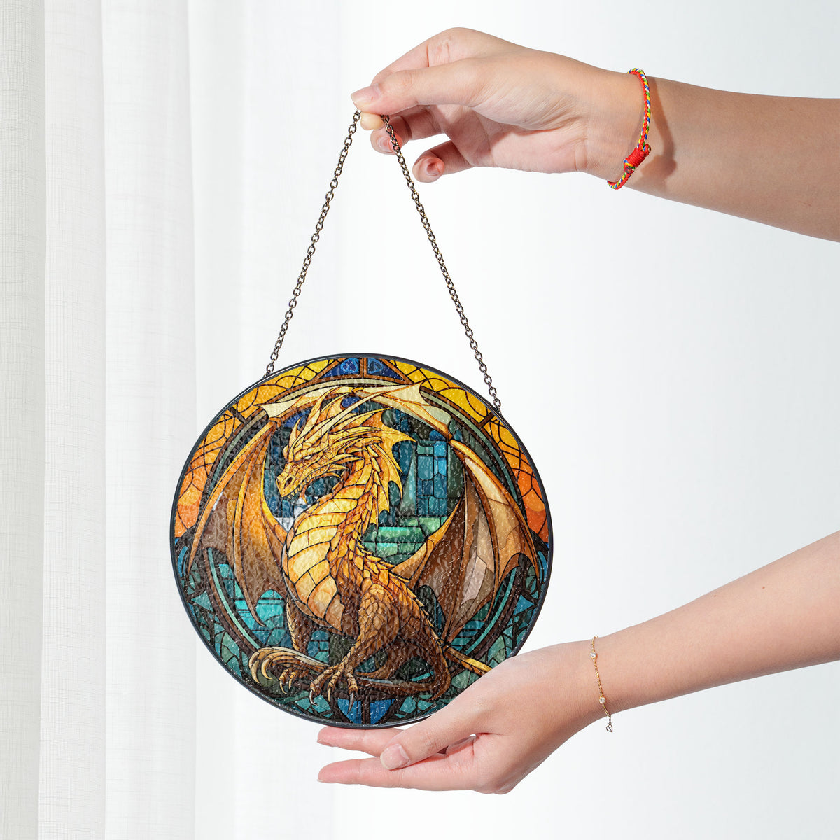 Glacier Fang Stained Glass Window Hanging Suncatcher