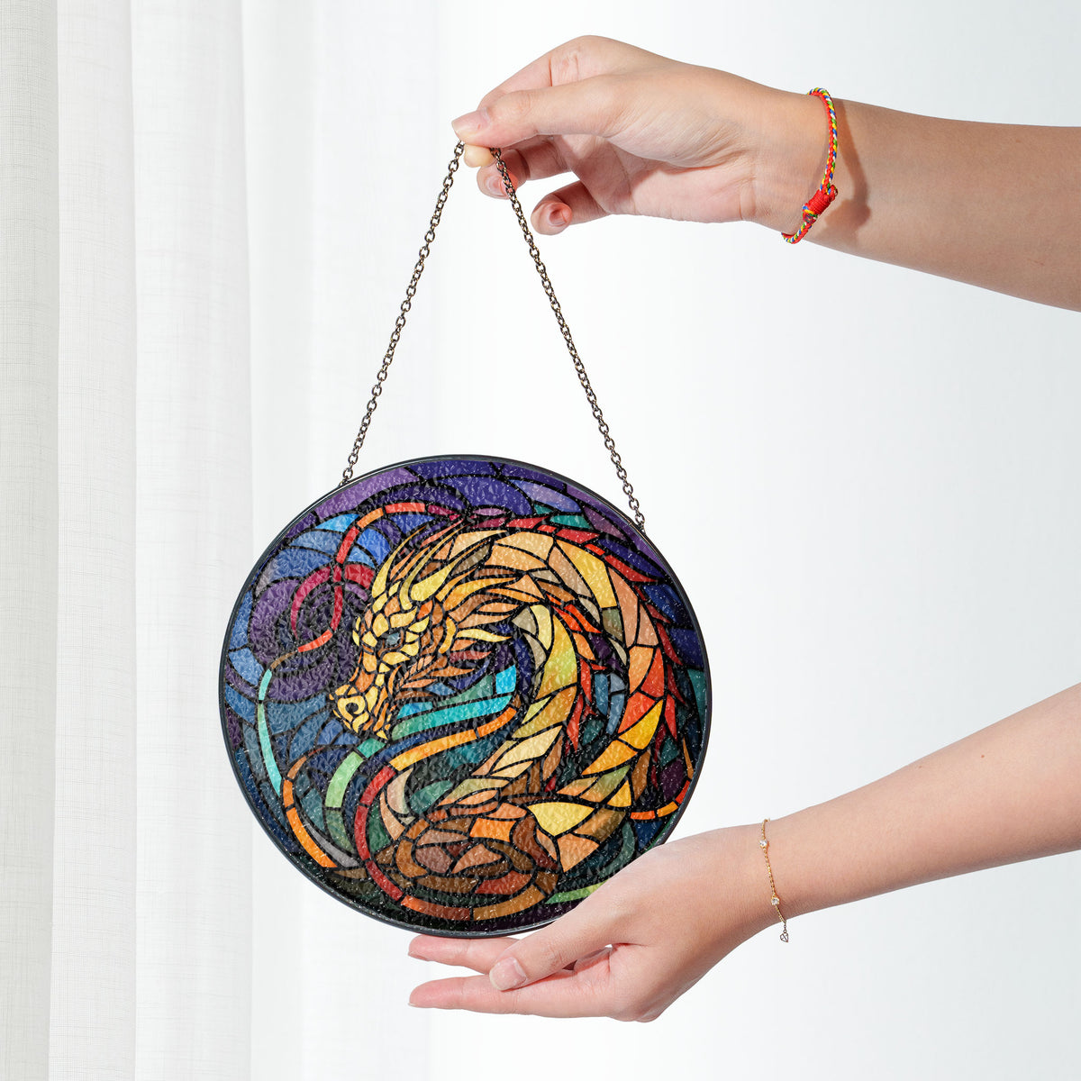 Azure Skyfire Stained Glass Window Hanging Suncatcher