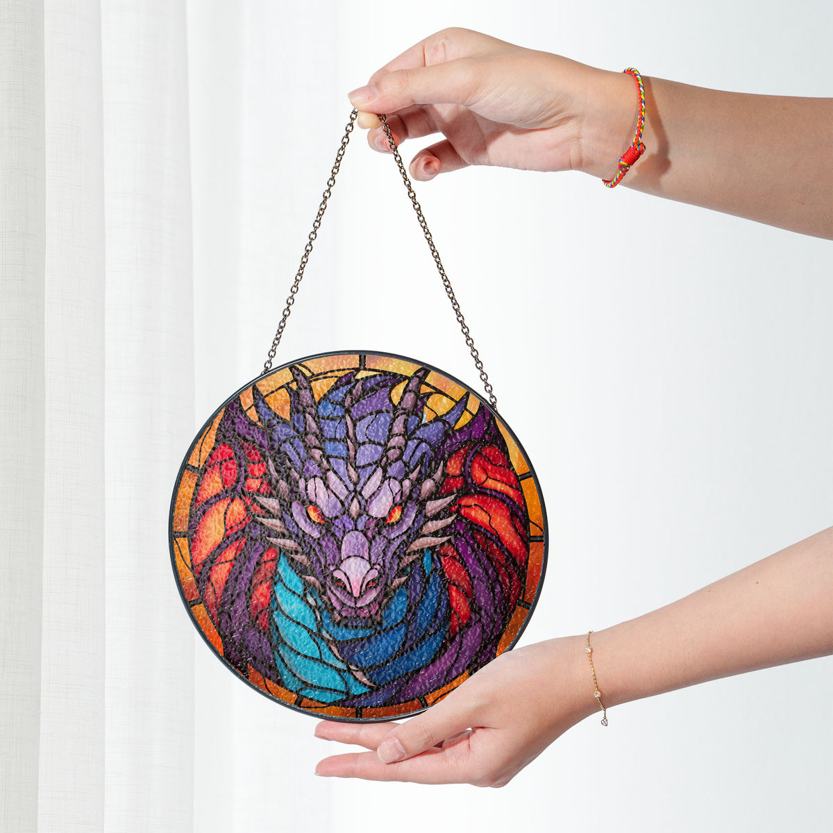 Bronze Flamewing Stained Glass Window Hanging Suncatcher