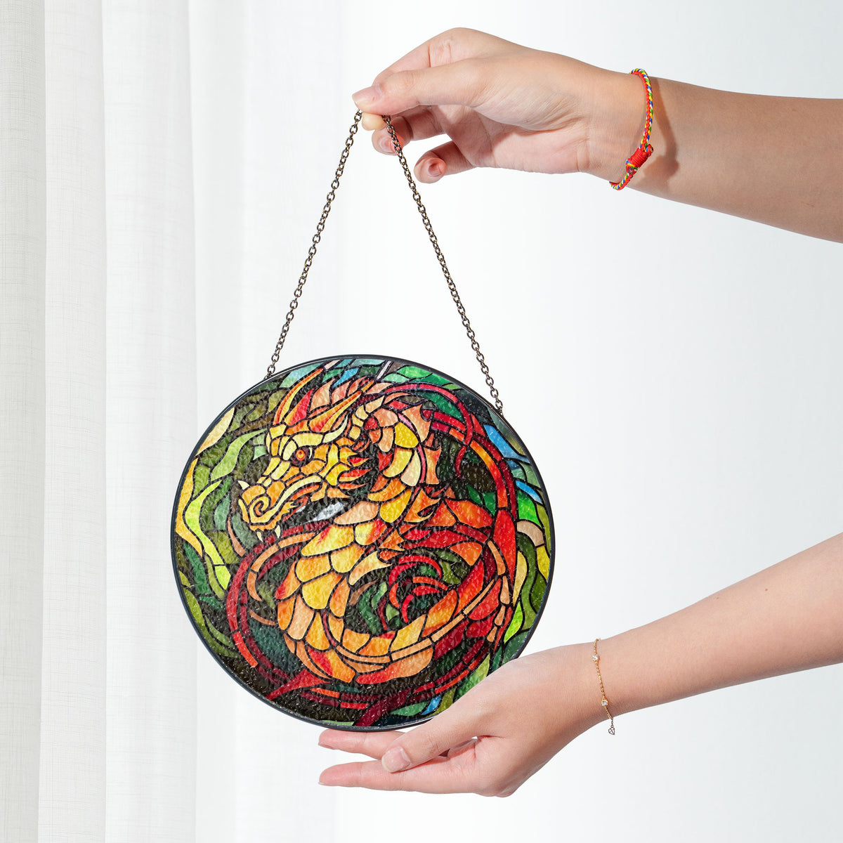 Solarflare Serpent Stained Glass Window Hanging Suncatcher