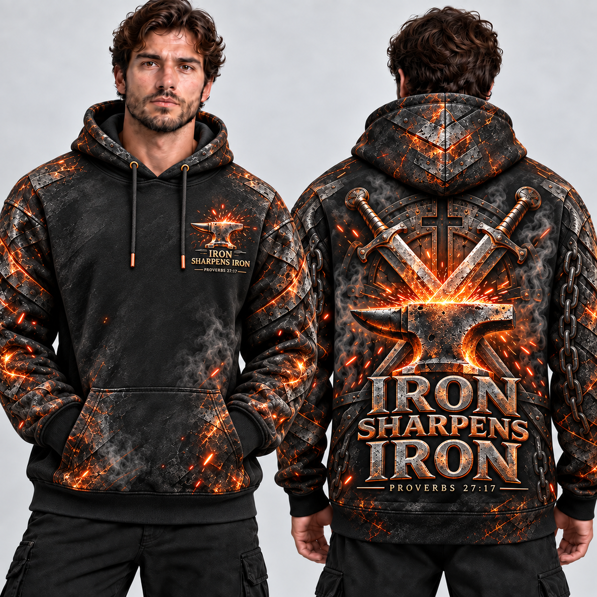 Refined by Fire – Proverbs 27:17 Christian Hoodie
