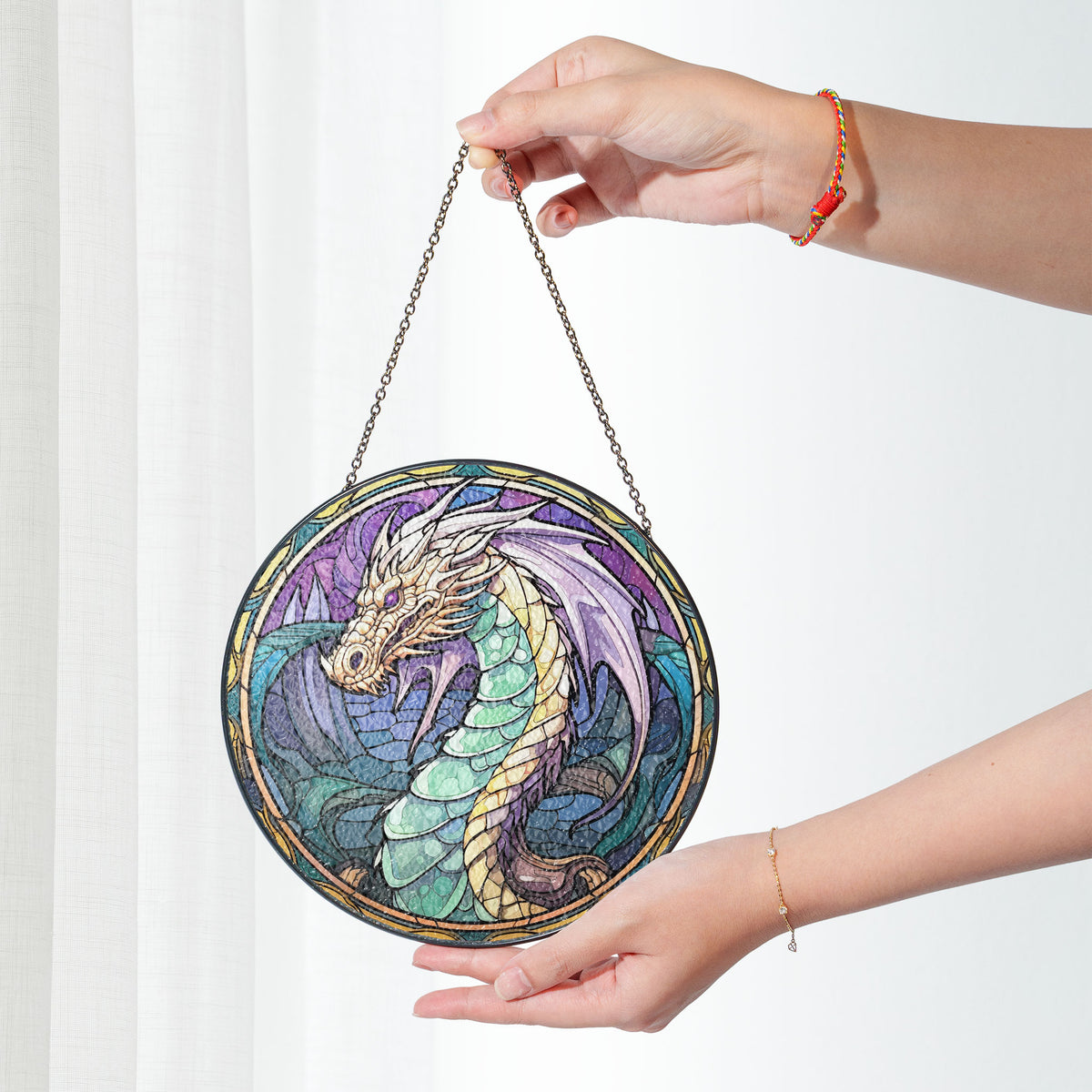 Opal Flamebinder Stained Glass Window Hanging Suncatcher