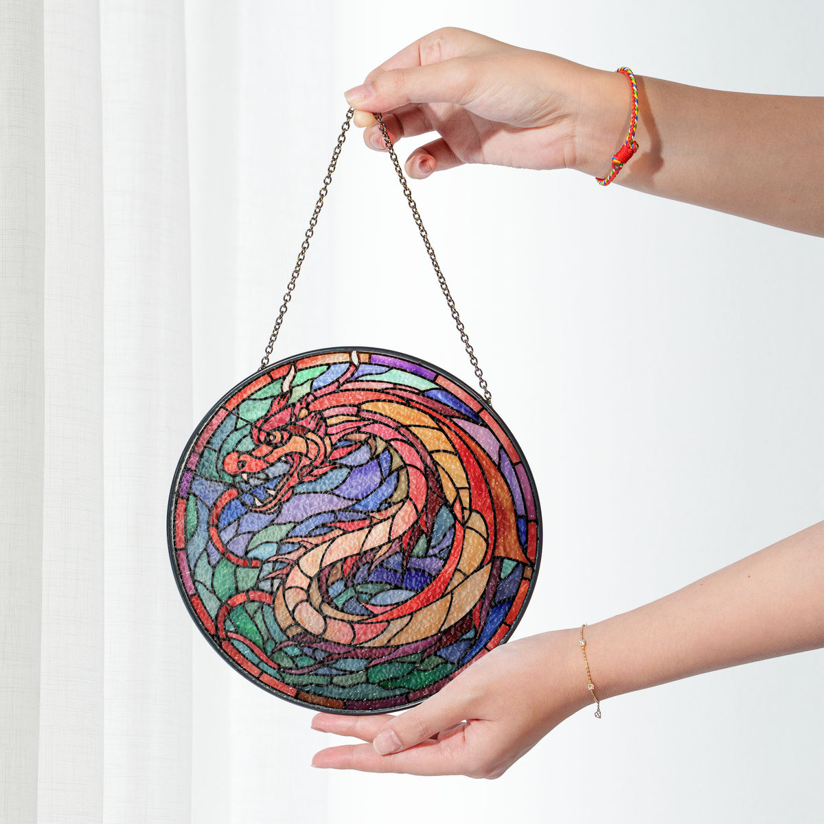 Ruby Blaze Stained Glass Window Hanging Suncatcher