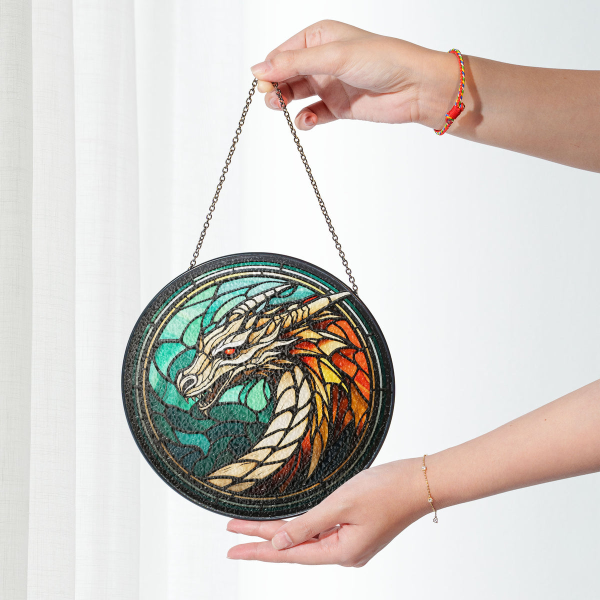 Celestial Wyrm Stained Glass Window Hanging Suncatcher