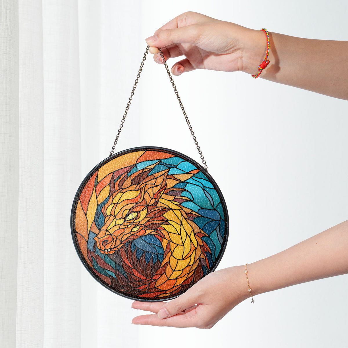 Sapphire Storm Stained Glass Window Hanging Suncatcher