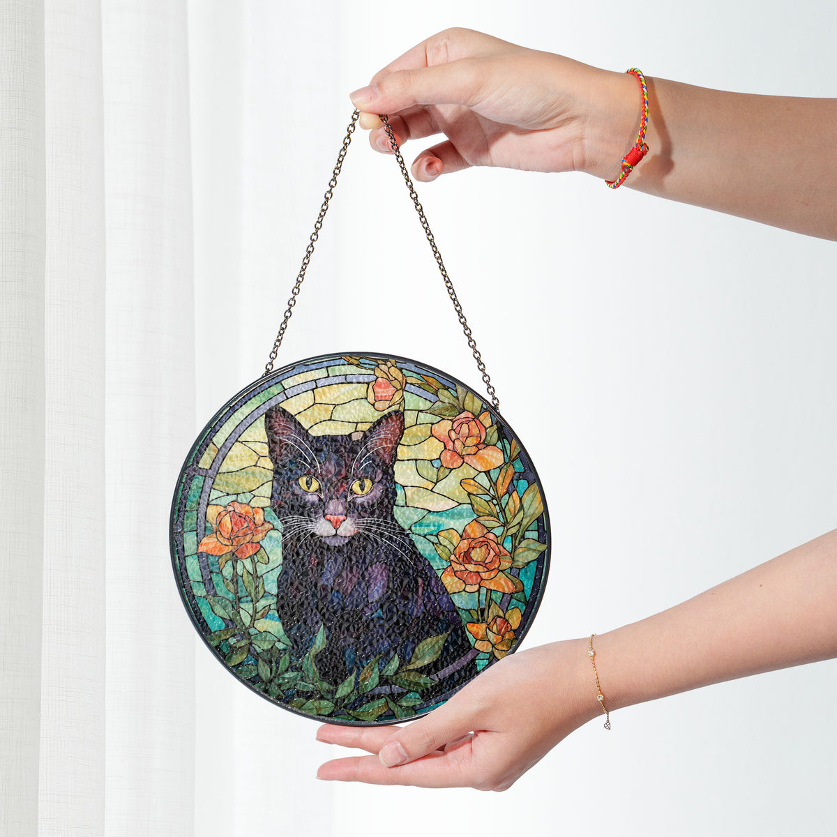 Twilight Whiskers Stained Glass Window Hanging Suncatcher