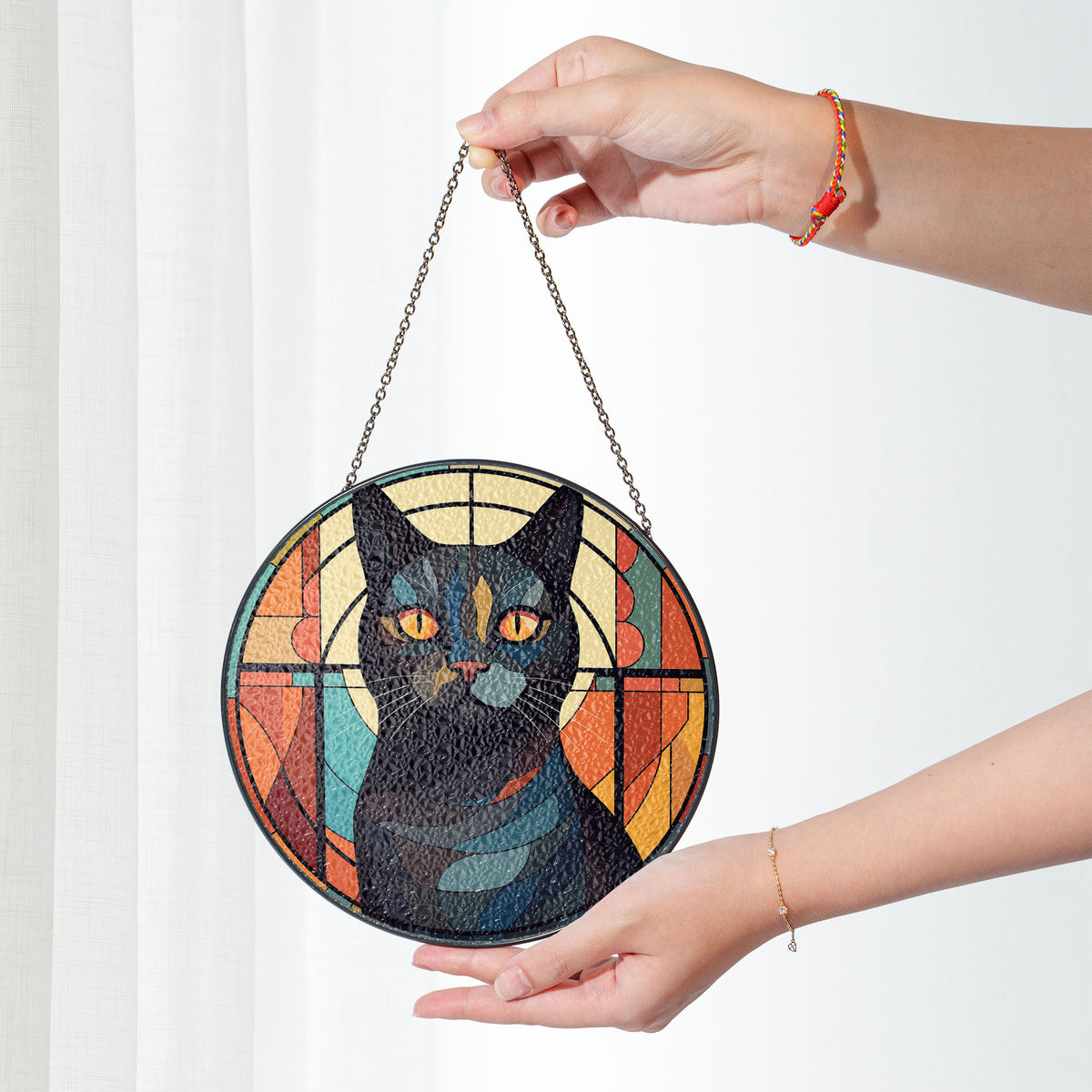 Moonlit Gaze Stained Glass Window Hanging Suncatcher