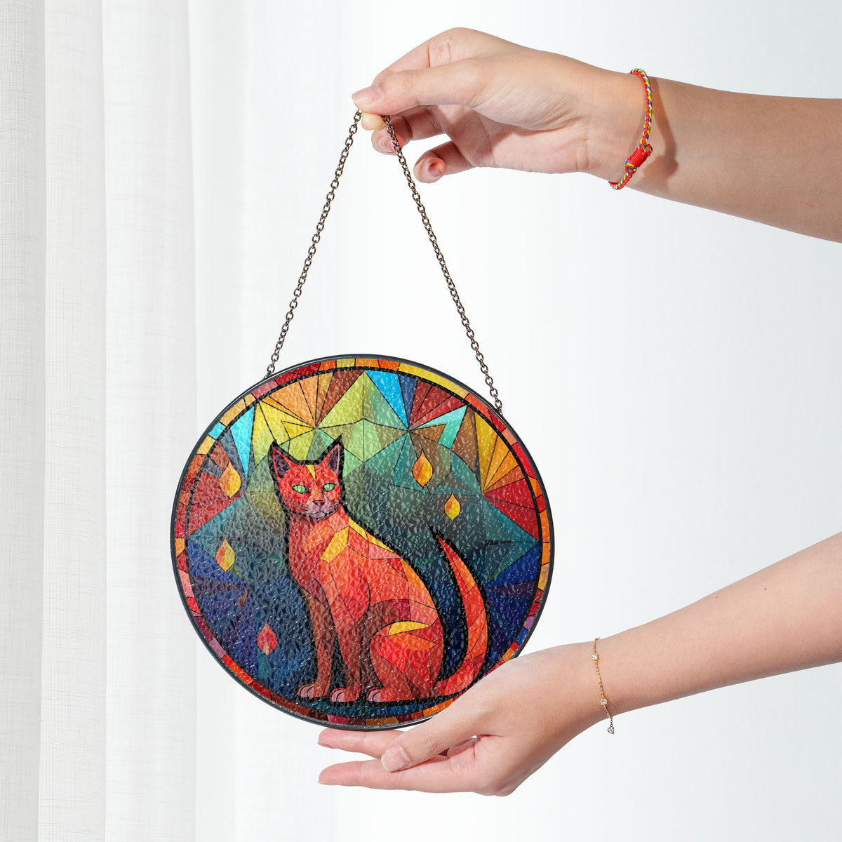 Crimson Prowler Stained Glass Window Hanging Suncatcher