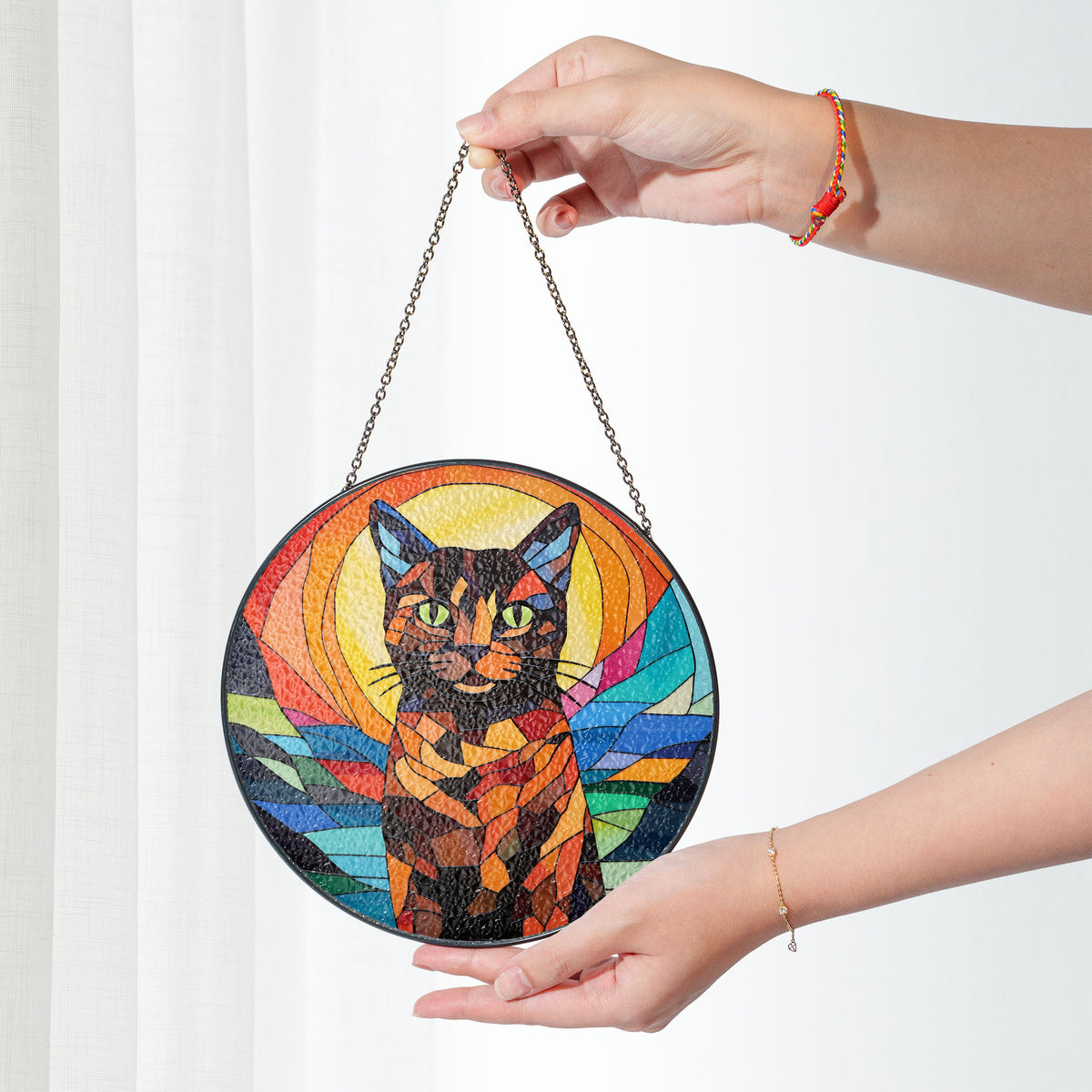 Midnight Observer Stained Glass Window Hanging Suncatcher