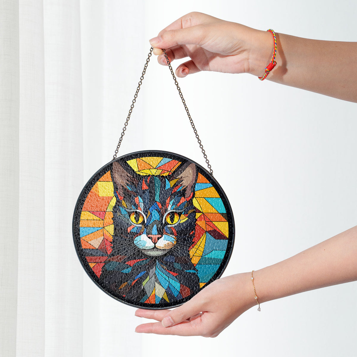 Radiant Paws Stained Glass Window Hanging Suncatcher