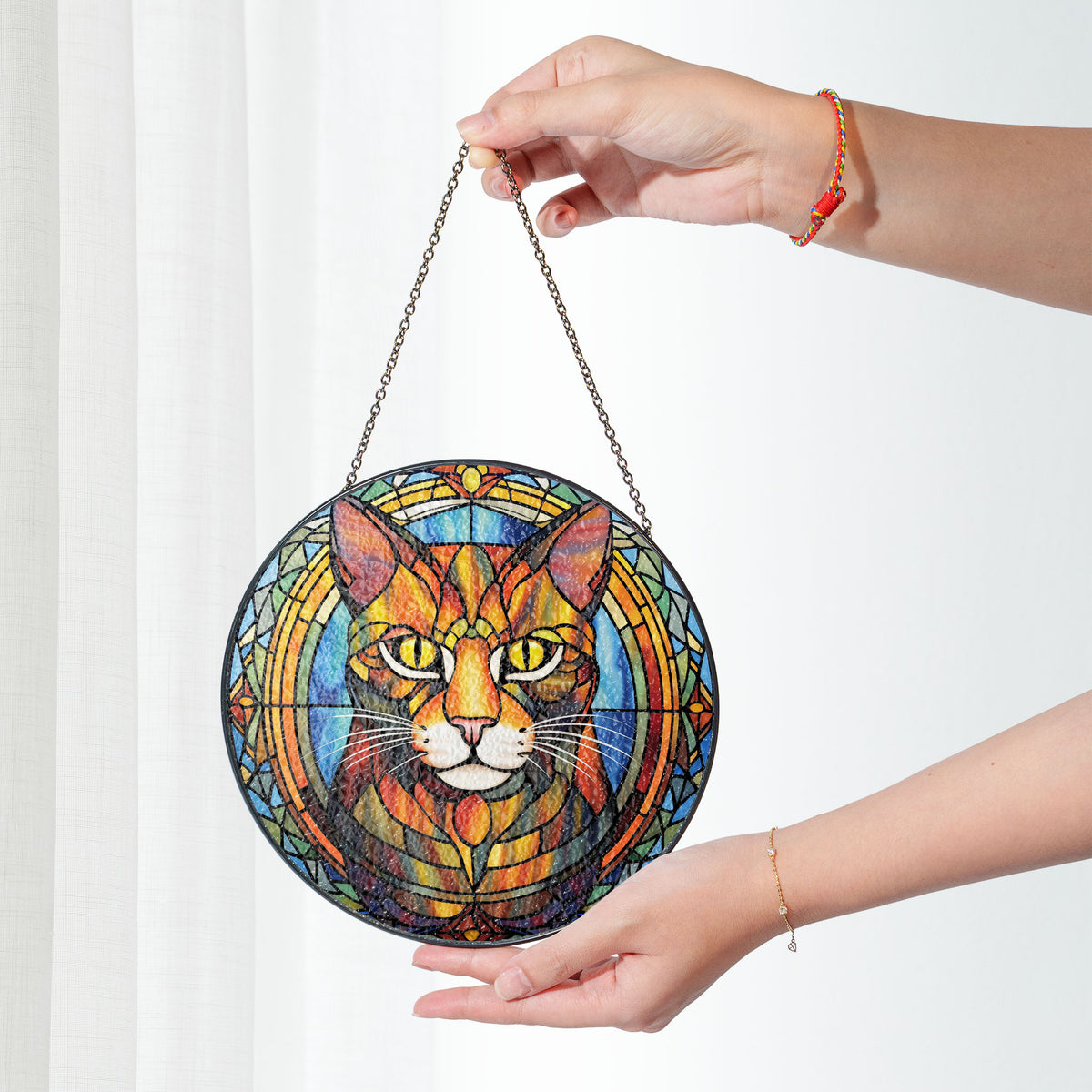 Flareheart Feline Stained Glass Window Hanging Suncatcher