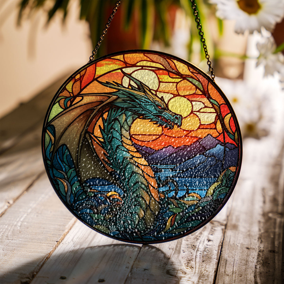 Nightshade Serpent Stained Glass Window Hanging Suncatcher