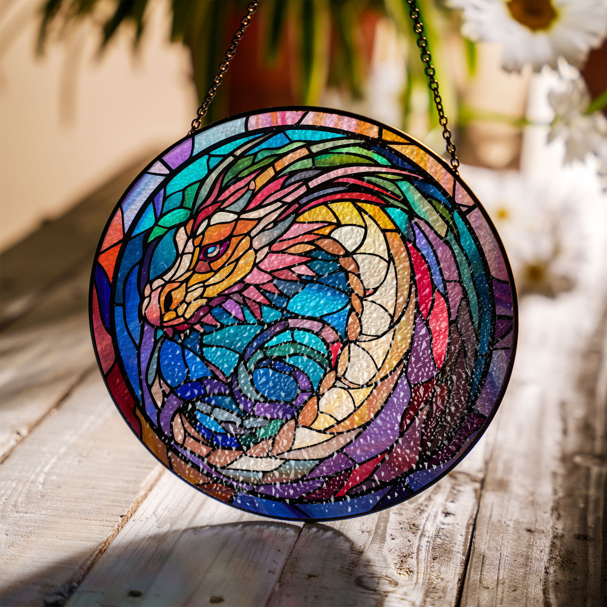 Twilight Glimmer Stained Glass Window Hanging Suncatcher