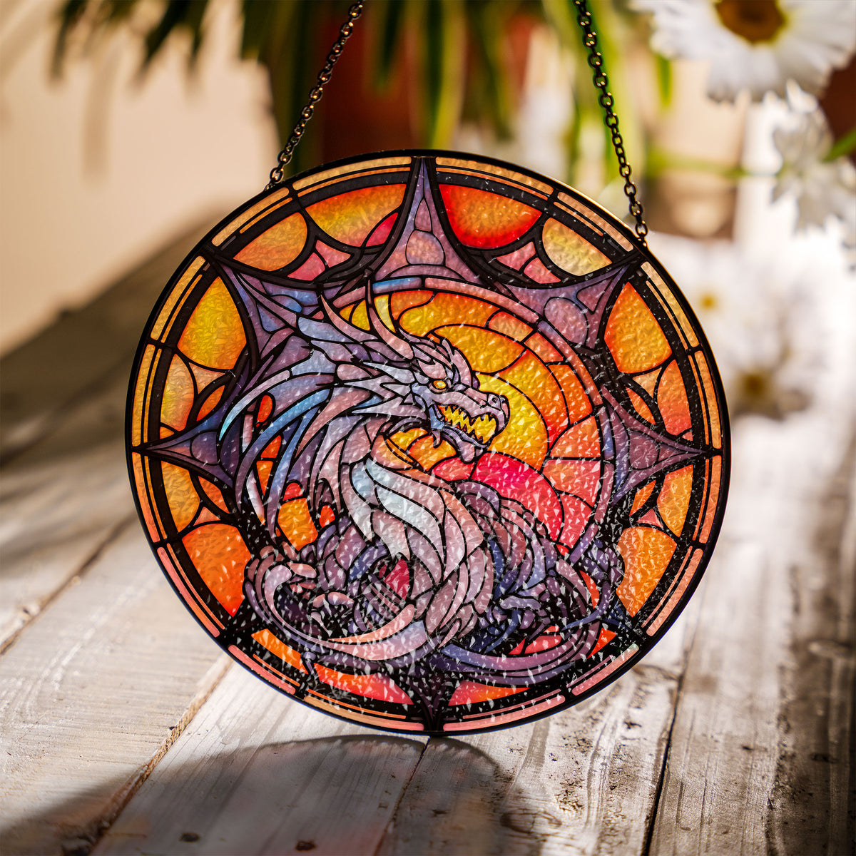 Silver Windscale Stained Glass Window Hanging Suncatcher