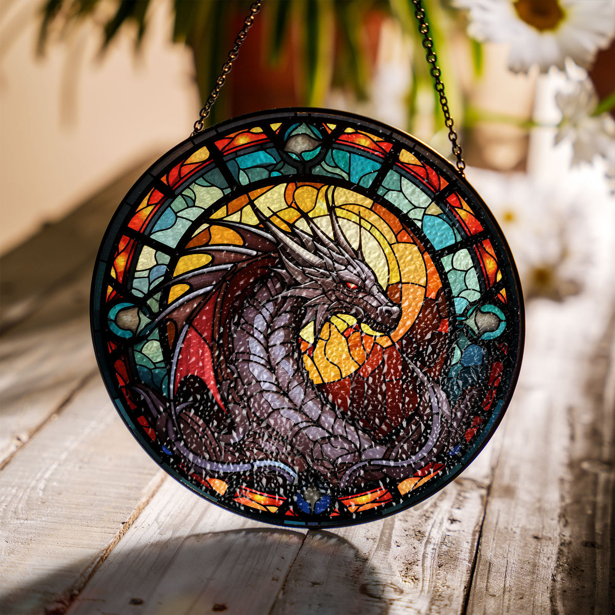 Aether Warden Stained Glass Window Hanging Suncatcher