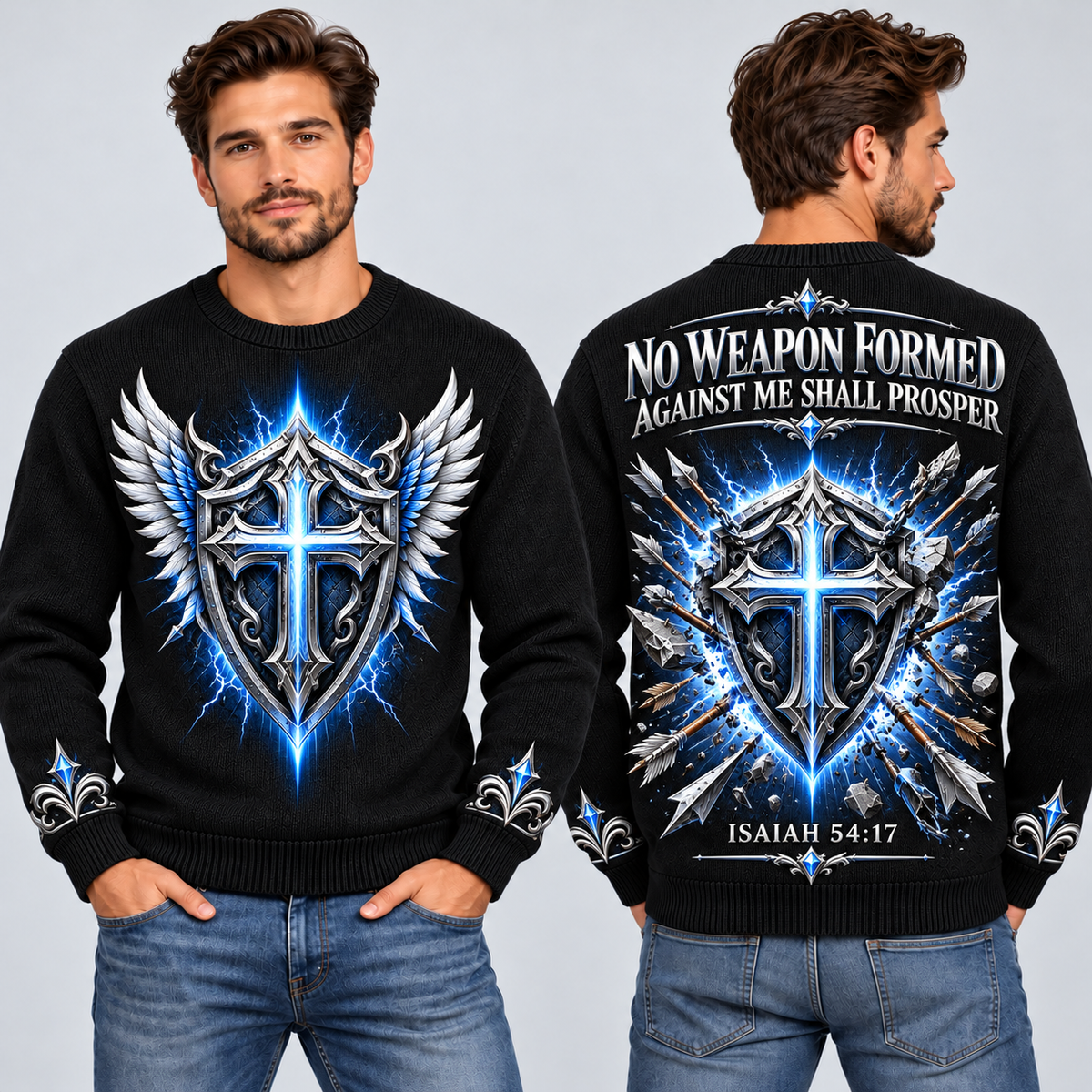 No Weapon Formed – Unbroken Shield Black Christian Sweater