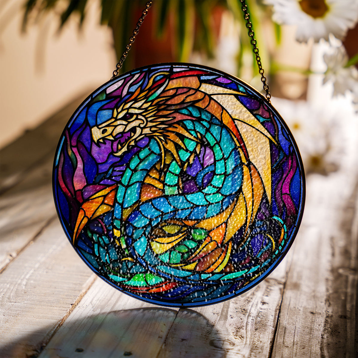 Drake of the Dawn Stained Glass Window Hanging Suncatcher