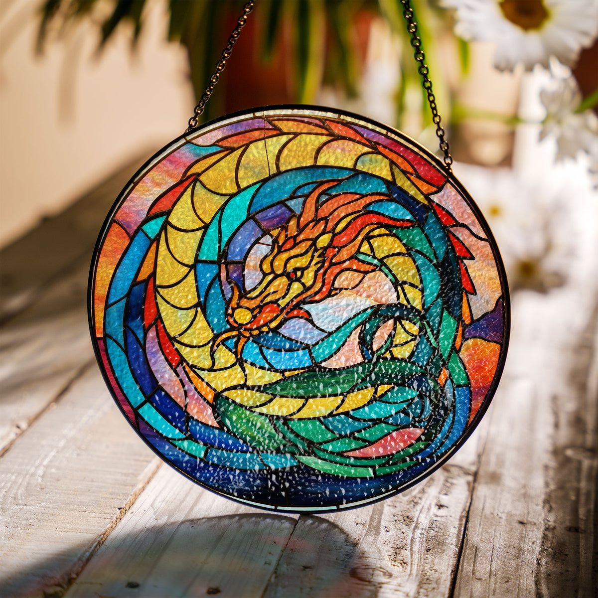 Eclipse Scales Stained Glass Window Hanging Suncatcher