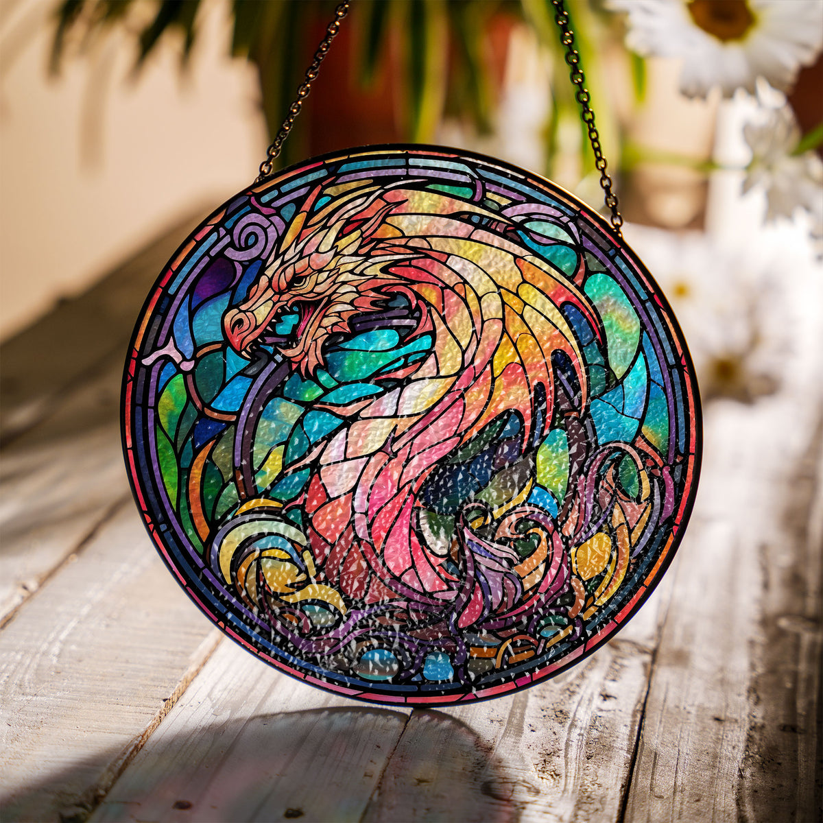 Verdant Skyseeker Stained Glass Window Hanging Suncatcher