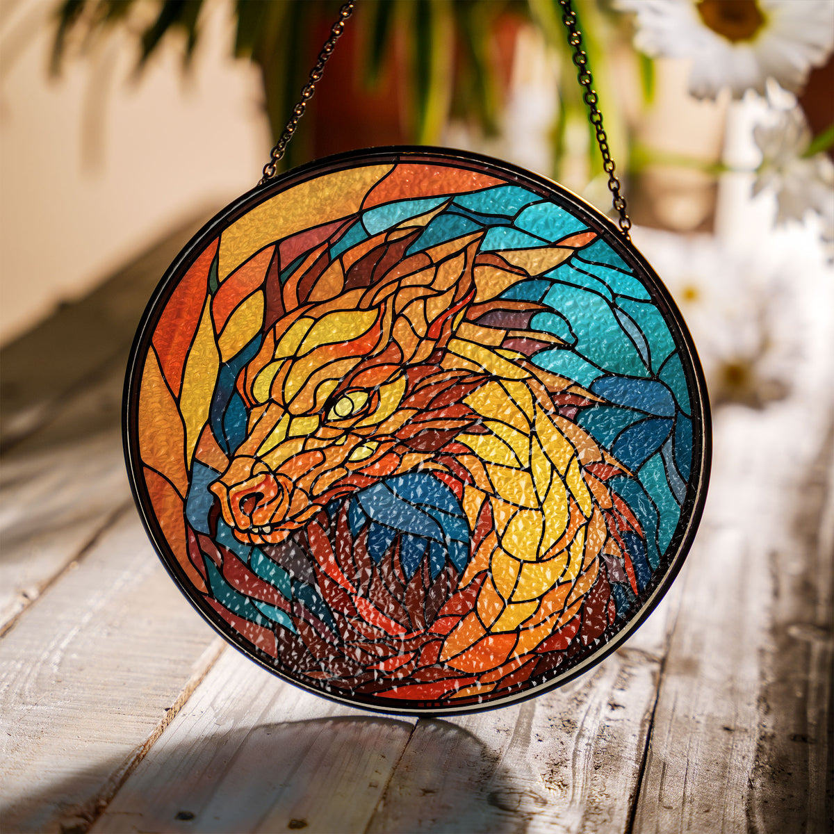 Sapphire Storm Stained Glass Window Hanging Suncatcher