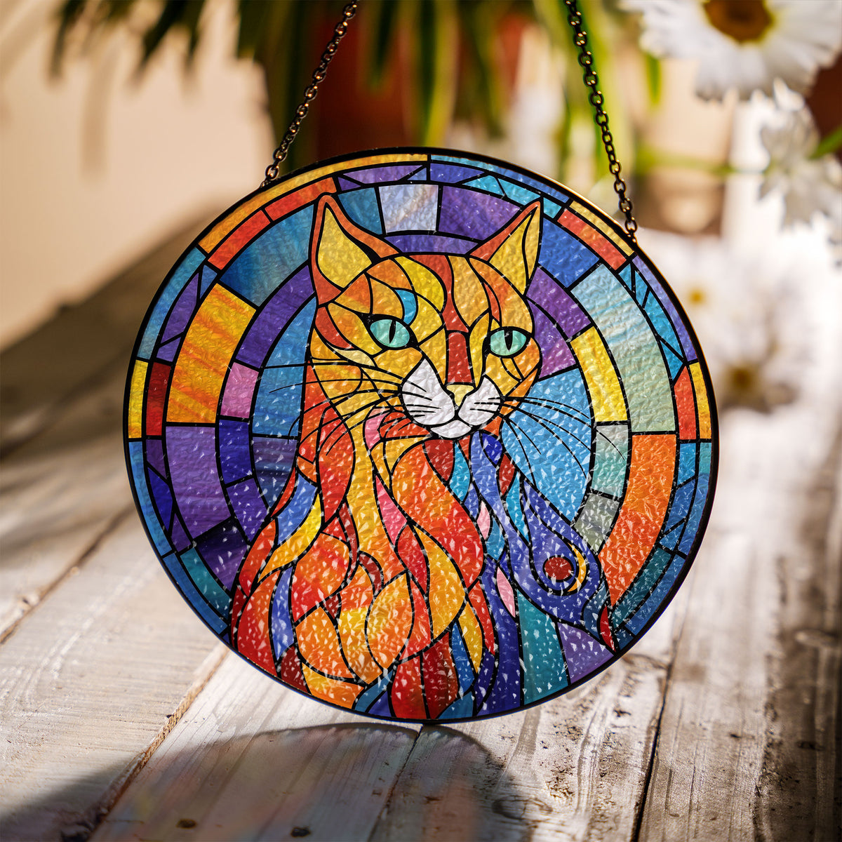 Sunlit Majesty Stained Glass Window Hanging Suncatcher