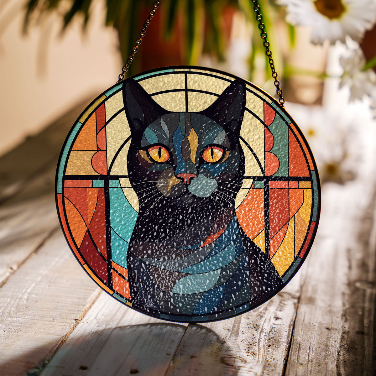 Moonlit Gaze Stained Glass Window Hanging Suncatcher