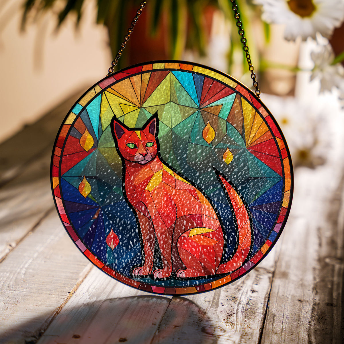 Crimson Prowler Stained Glass Window Hanging Suncatcher