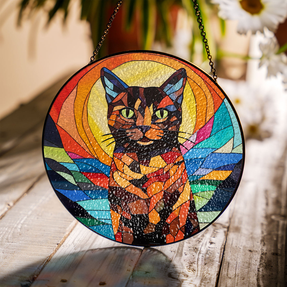 Midnight Observer Stained Glass Window Hanging Suncatcher