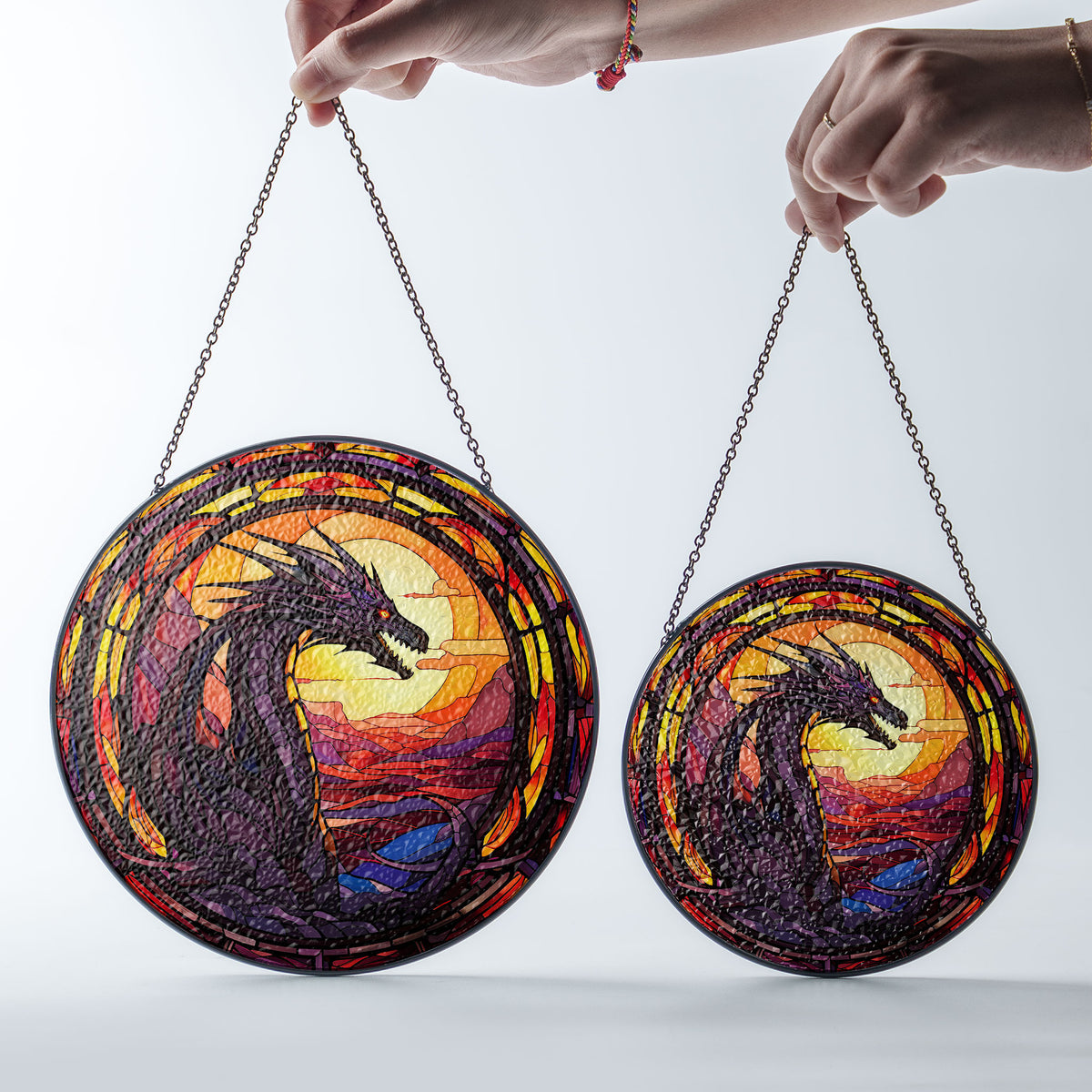 Radiant Sunfire Stained Glass Window Hanging Suncatcher