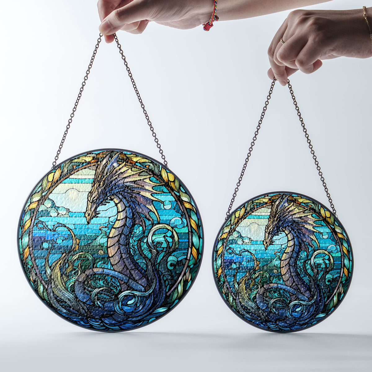 Fiery Sovereign Stained Glass Window Hanging Suncatcher