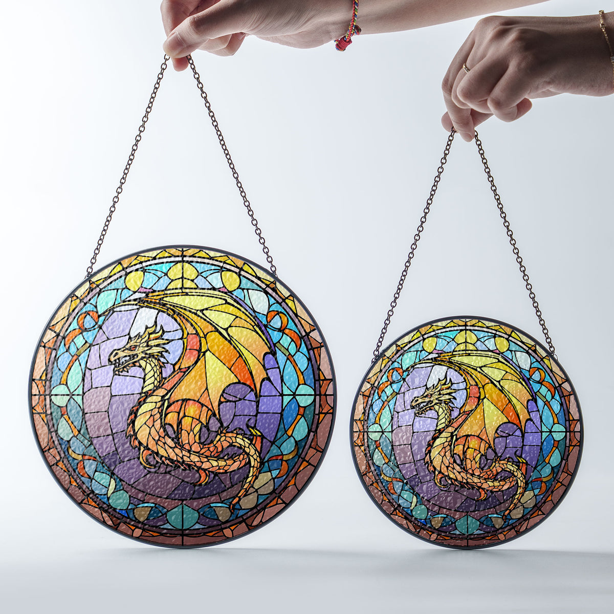 Dragon of Eternal Flame Stained Glass Window Hanging Suncatcher