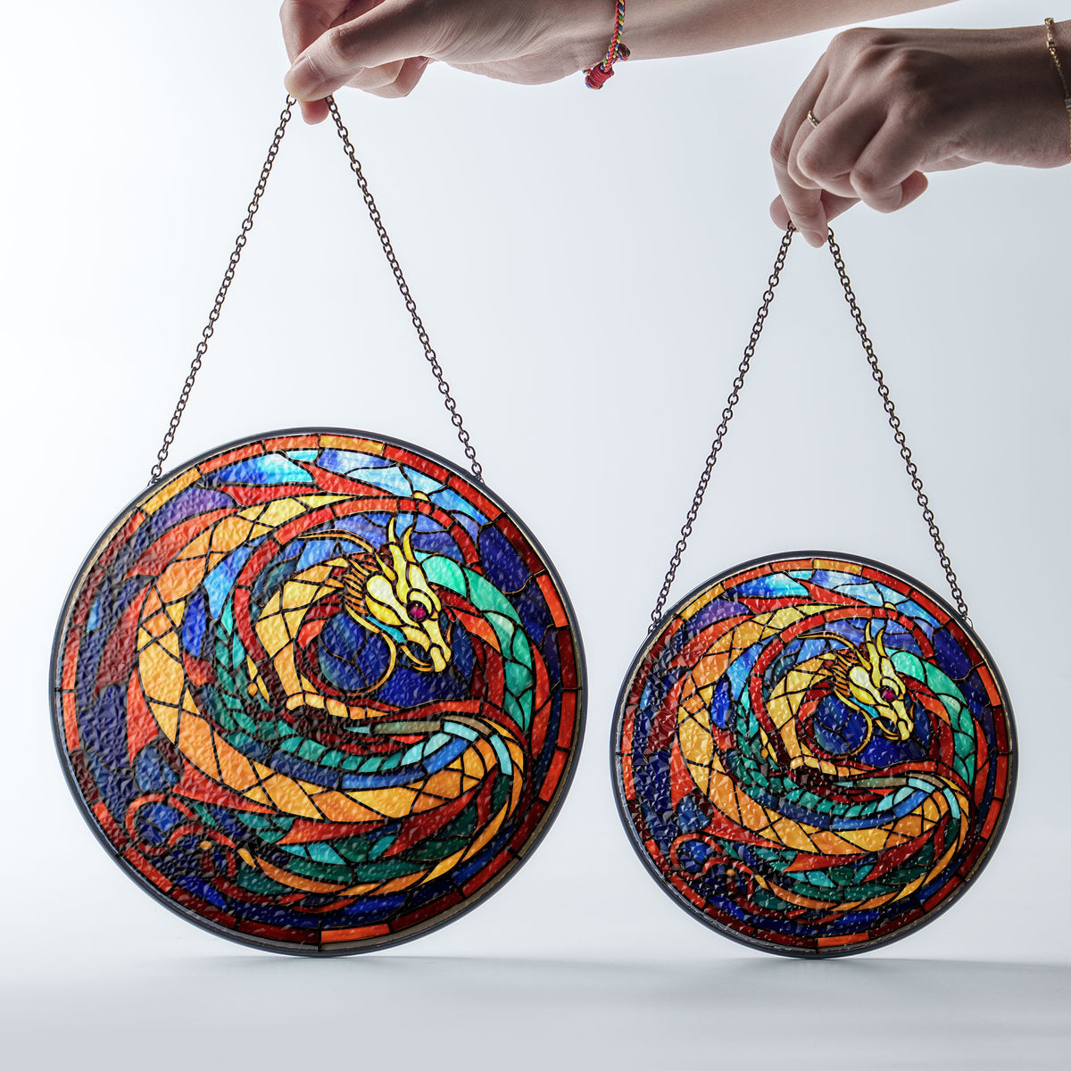 Emerald Flamekeeper Stained Glass Window Hanging Suncatcher