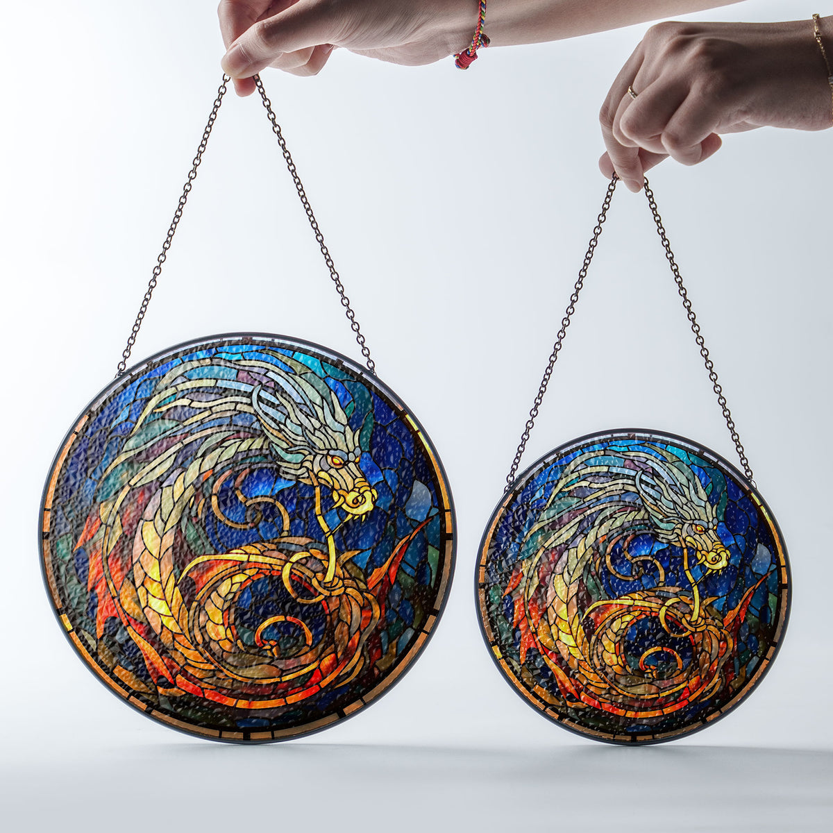 Gilded Nightwings Stained Glass Window Hanging Suncatcher