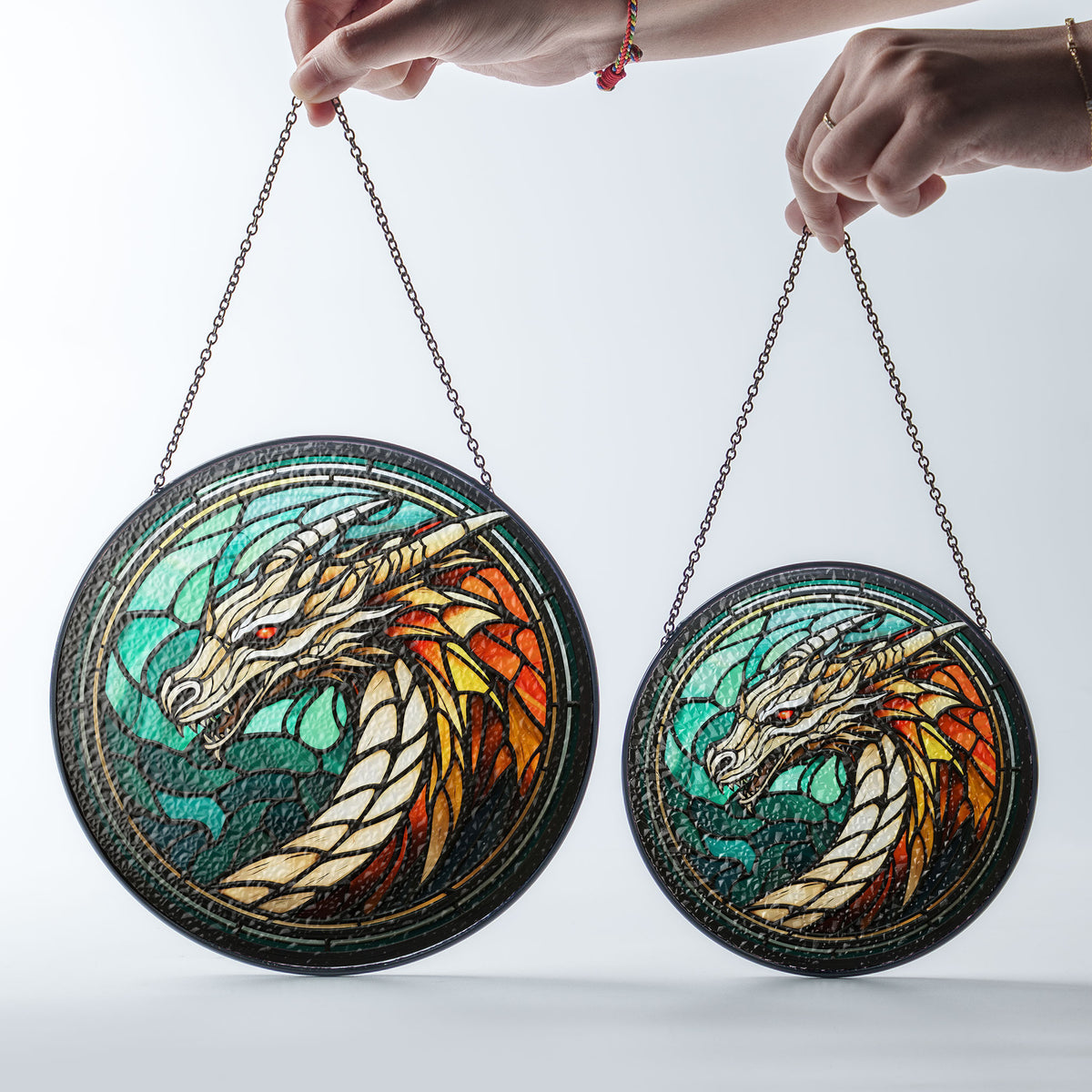 Celestial Wyrm Stained Glass Window Hanging Suncatcher
