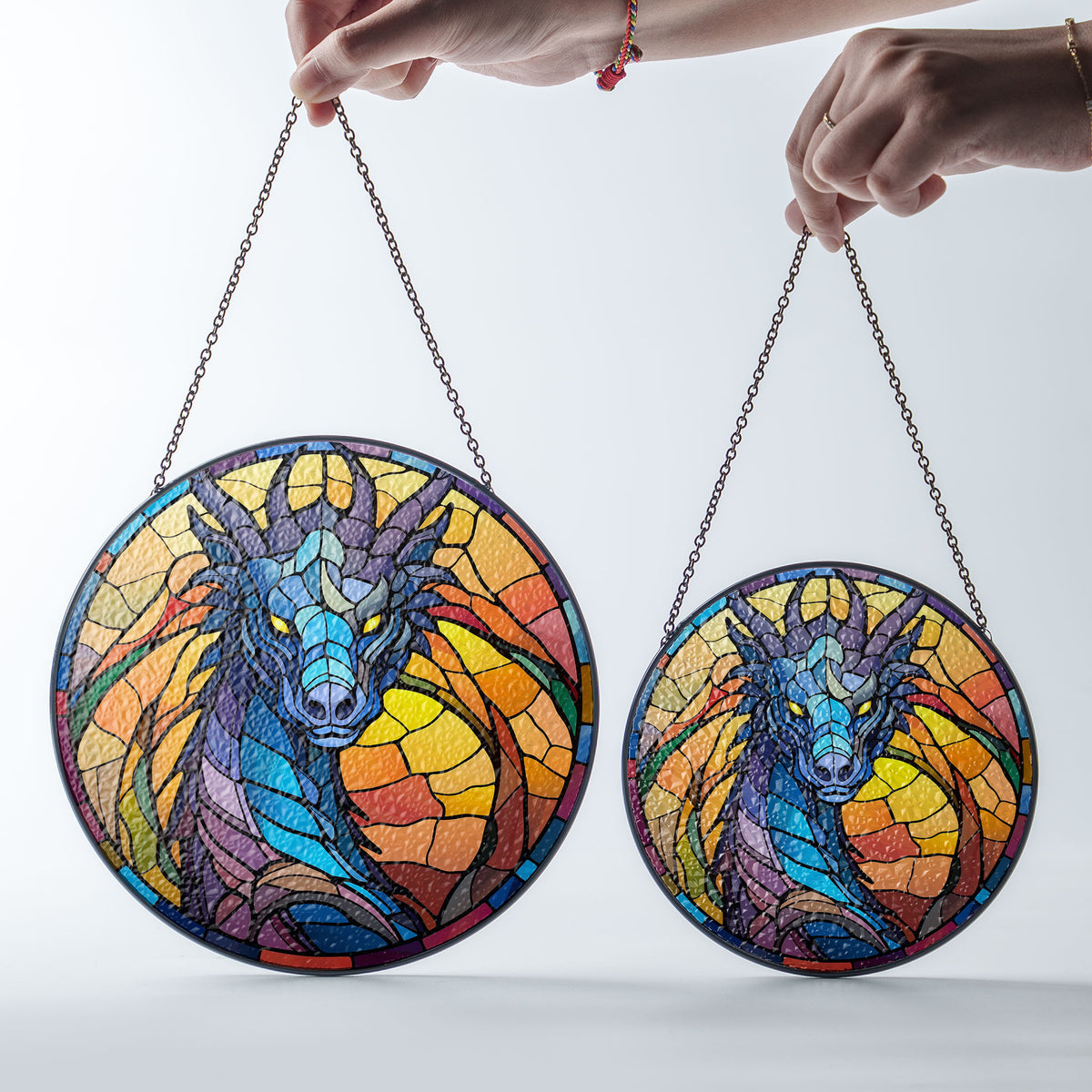 Crimson Inferno Stained Glass Window Hanging Suncatcher