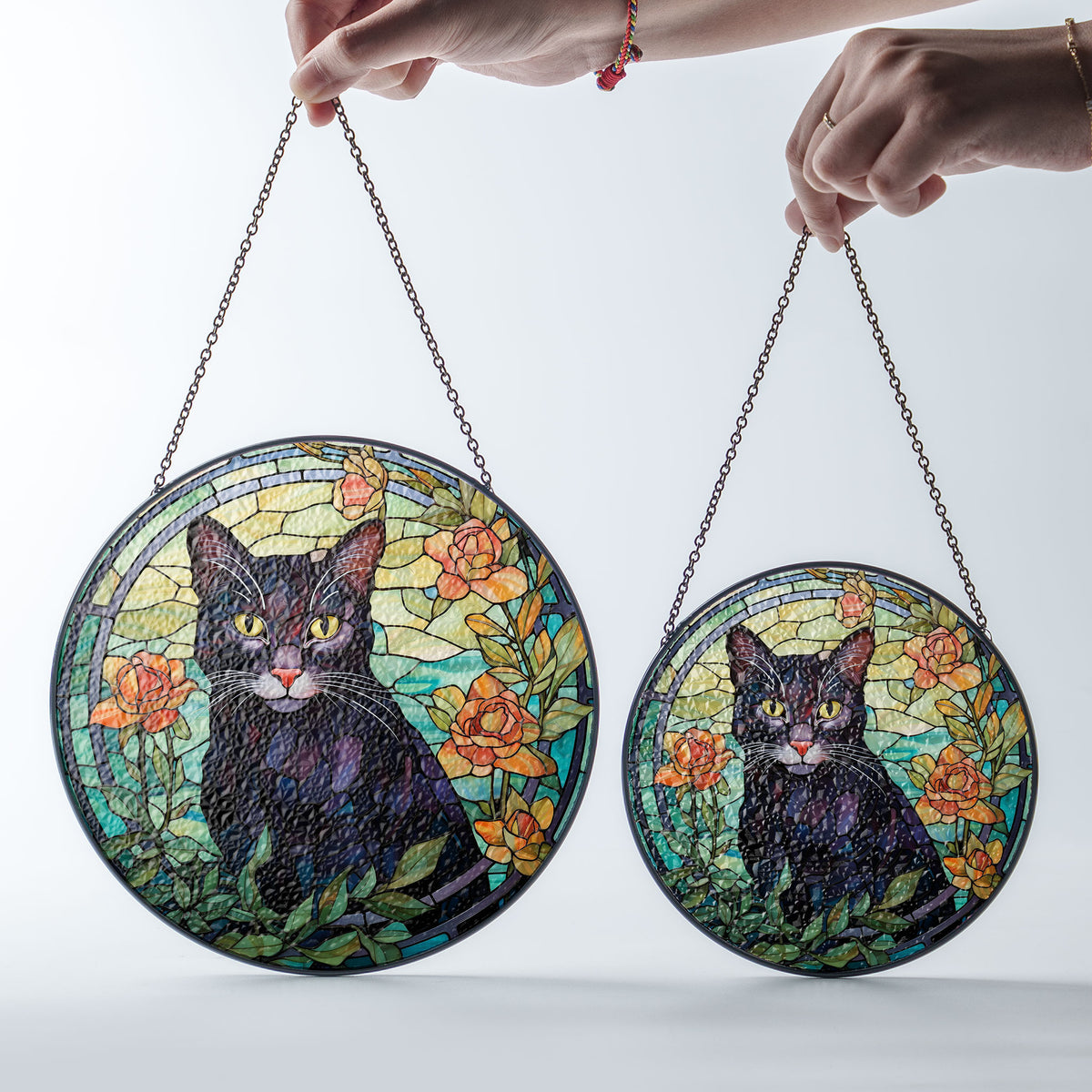 Twilight Whiskers Stained Glass Window Hanging Suncatcher