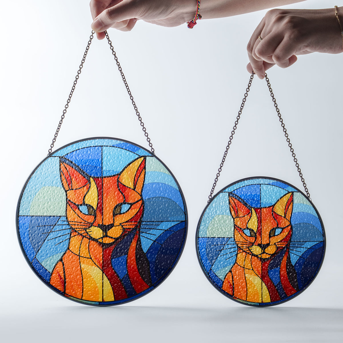 Amber Firefur Stained Glass Window Hanging Suncatcher