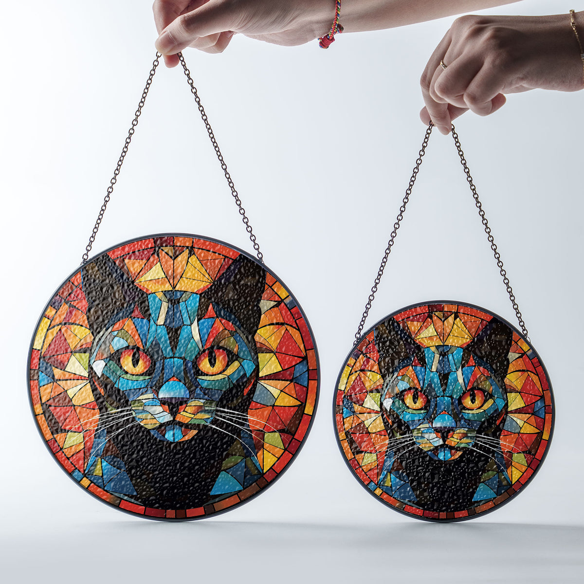 Autumn Flame Stained Glass Window Hanging Suncatcher