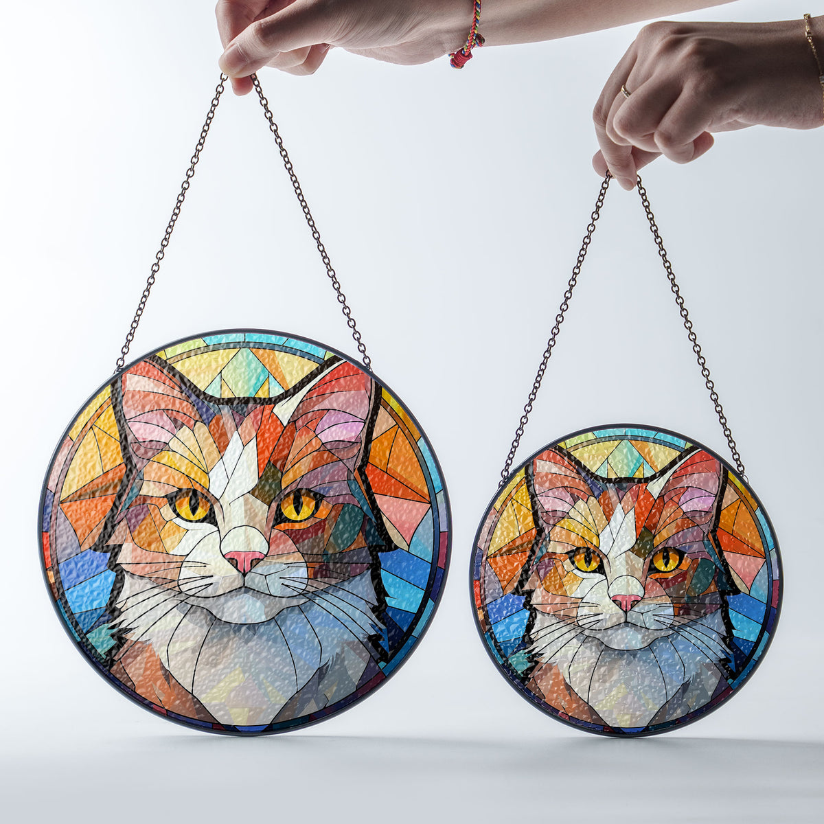 Celestial Cat Stained Glass Window Hanging Suncatcher