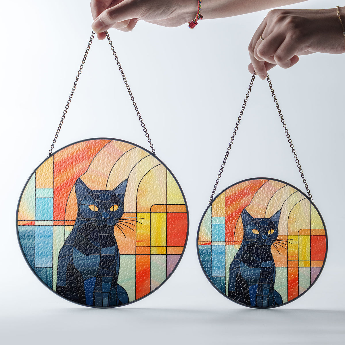 Solarflare Feline Stained Glass Window Hanging Suncatcher