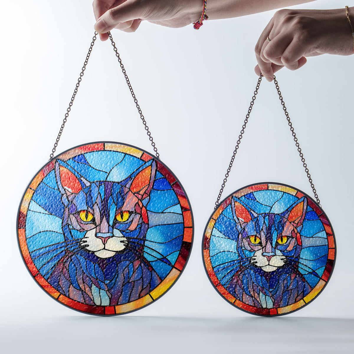 Obsidian Guardian Stained Glass Window Hanging Suncatcher