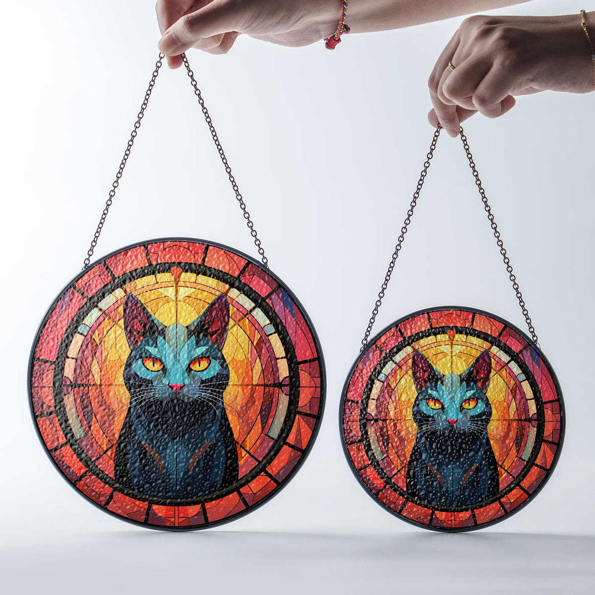 Starlit Prowler Stained Glass Window Hanging Suncatcher